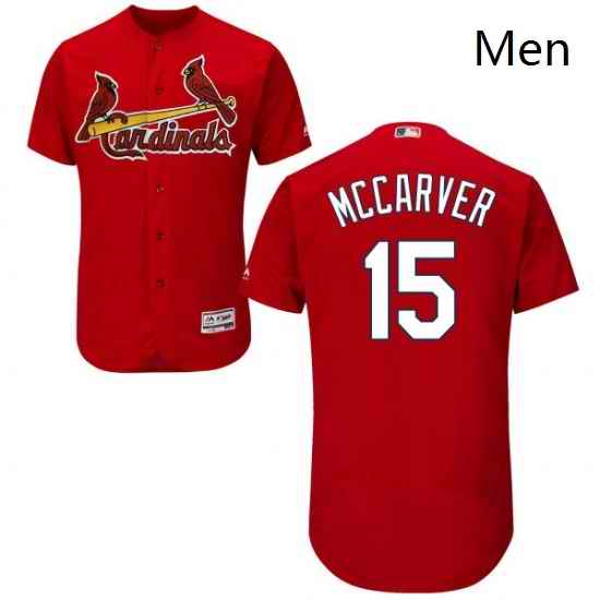 Mens Majestic St Louis Cardinals 15 Tim McCarver Red Alternate Flex Base Authentic Collection MLB Jersey